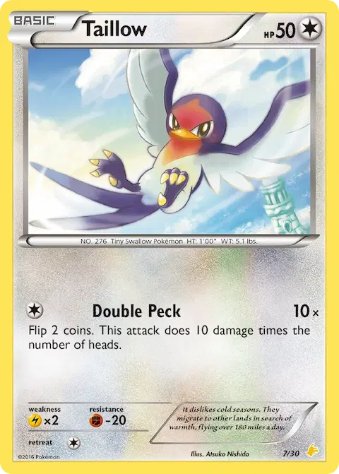 Taillow, XY trainer Kit (Pikachu Libre) 7/30