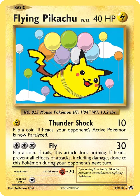Flying Pikachu, Evolutions 110/108
