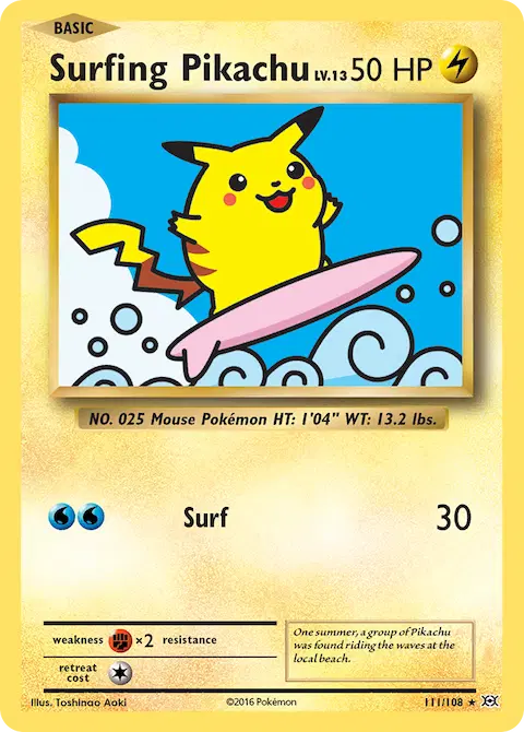 Surfing Pikachu, Evolutions 111/108
